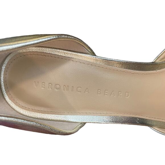 VERONICA BEARD NWOT/NWOB Gadot Gold Peep Toe Pumps Size 8.5 Heels $395 MSRP NYE - Picture 15 of 16